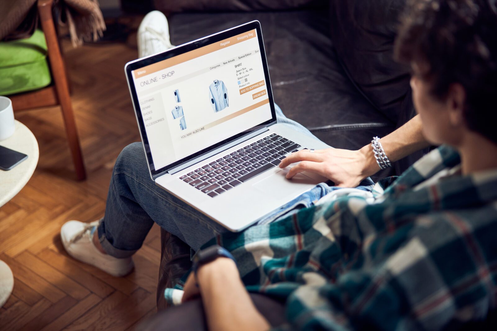 young man shopping online