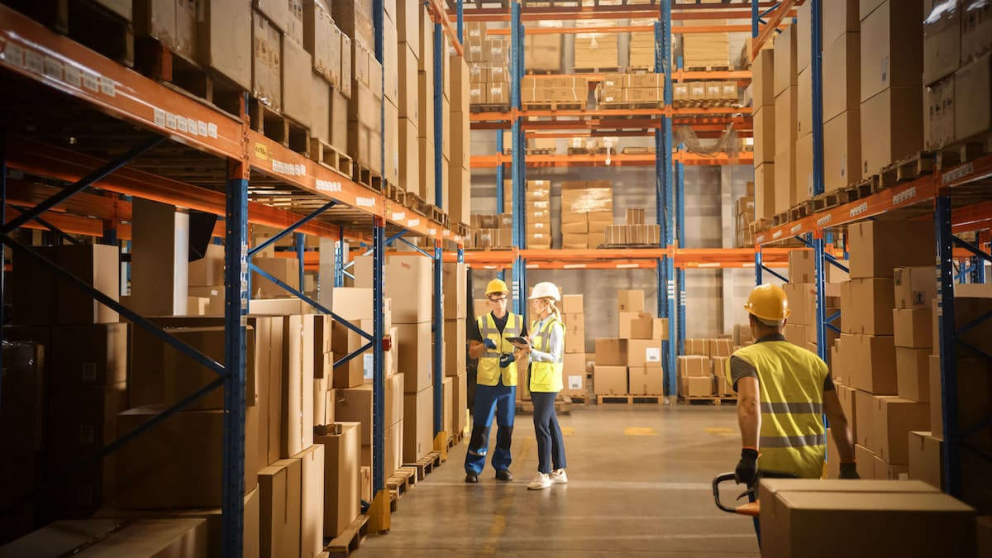 People working in distributor warehouse