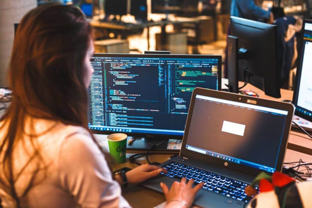 woman working on computer