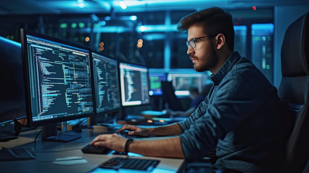 Man working on computer in an office