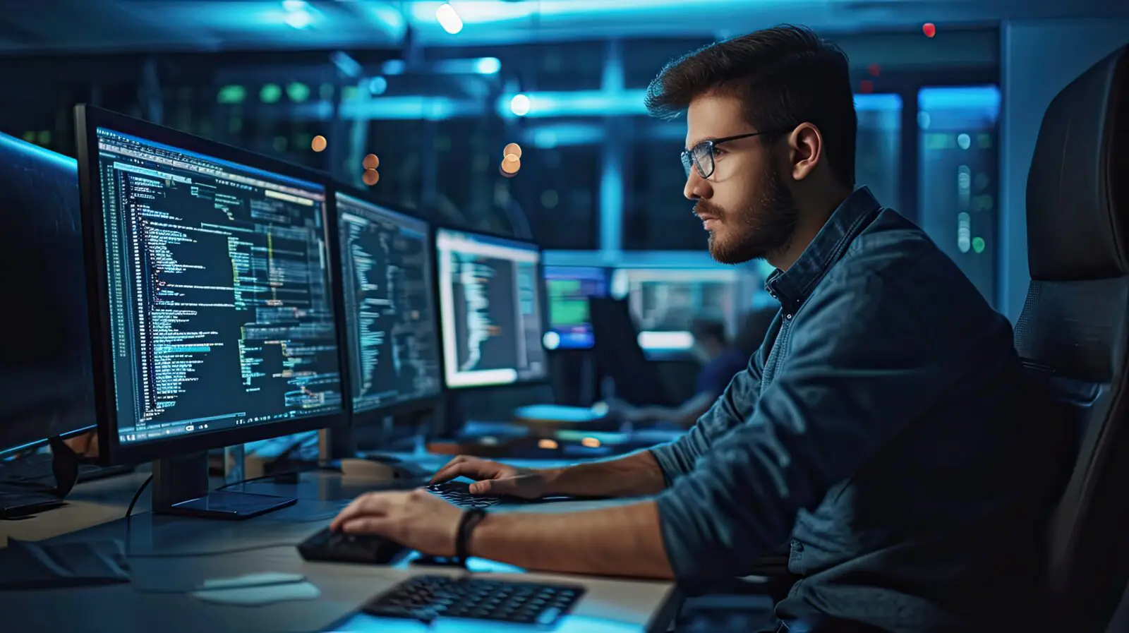Man working on computer in an office