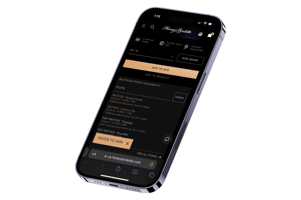 Honey Birdette Mobile Website
