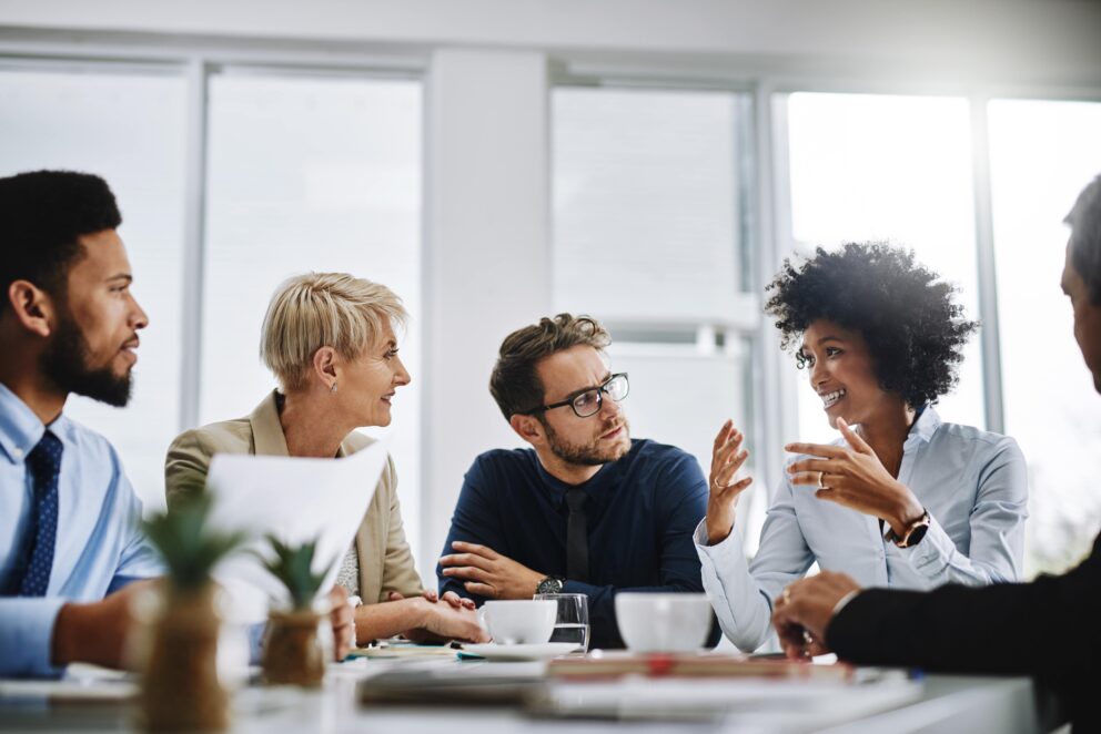 team working in an office