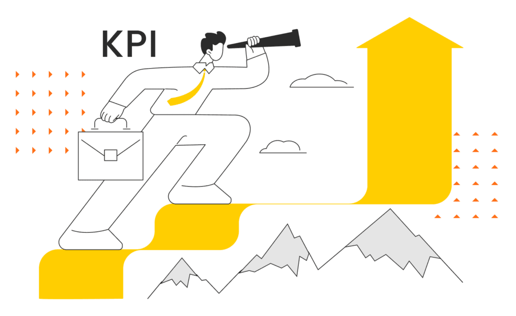 outline of a man looking for KPI growth