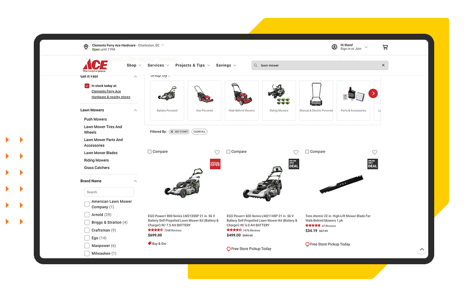 Screenshot of Ace Hardware website