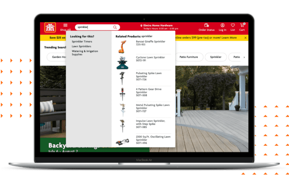 screen shot of home hardware site