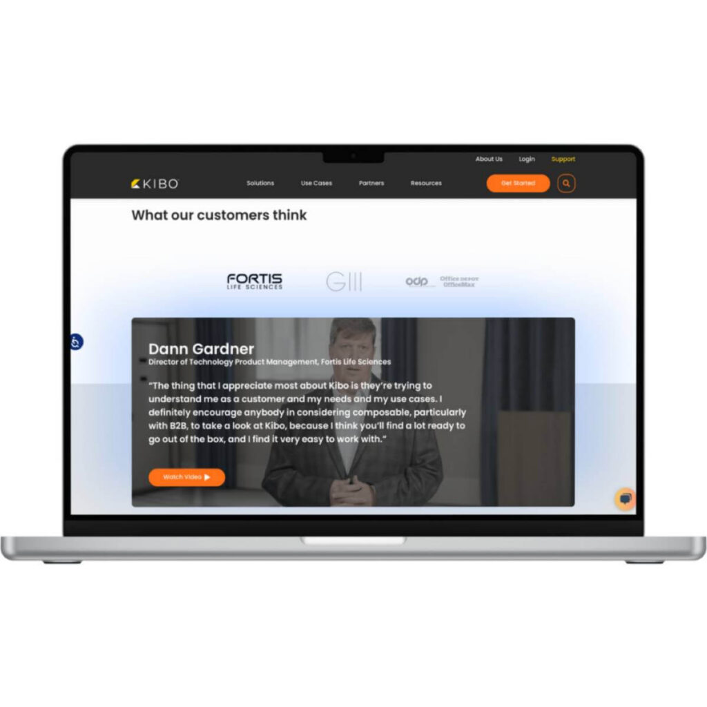 screenshot of website on laptop