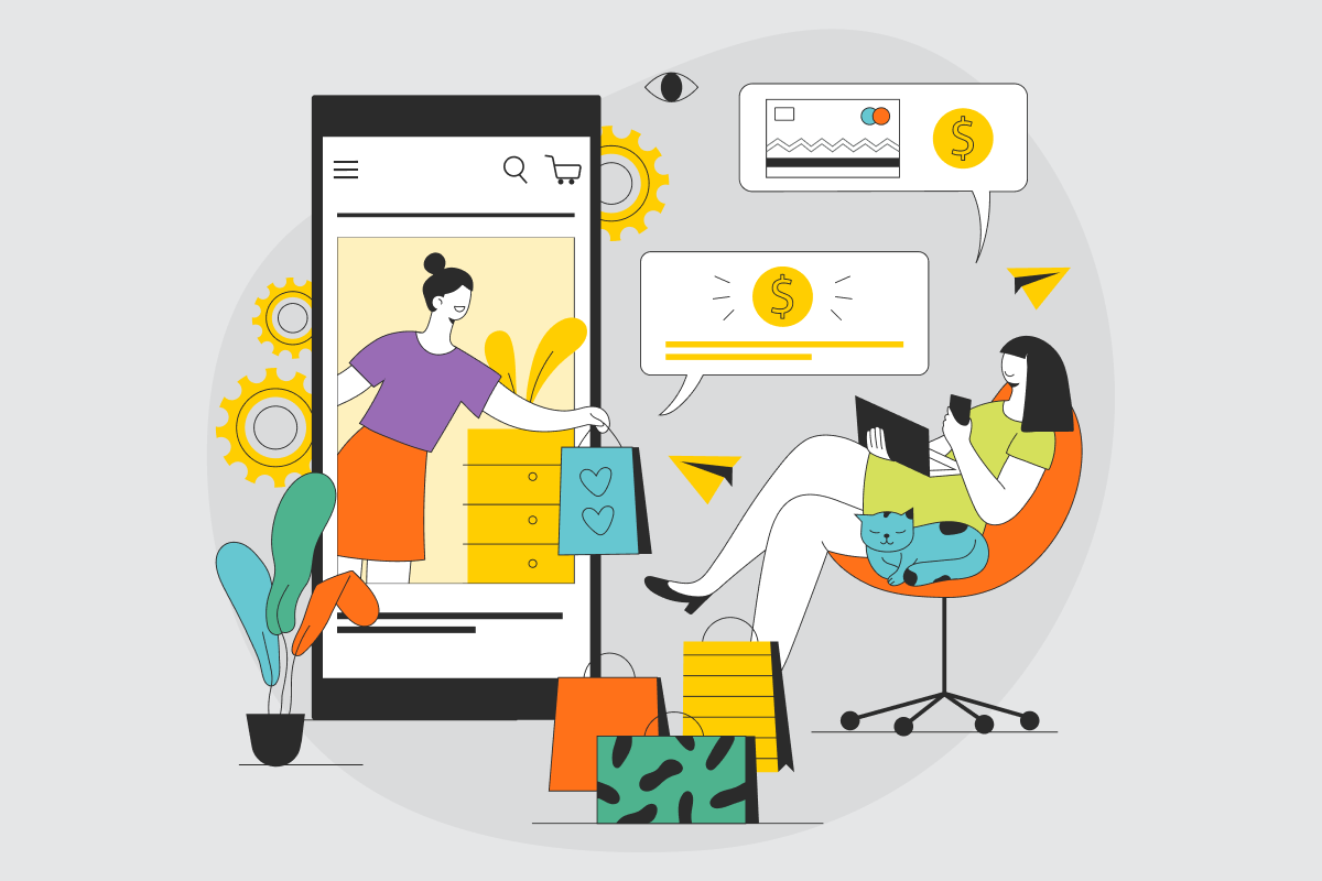 design concept of woman online shopping