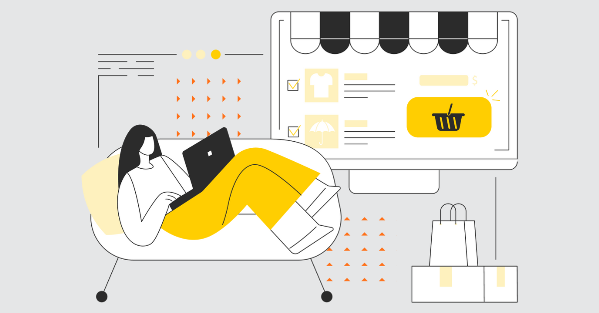 design concept of woman shopping online